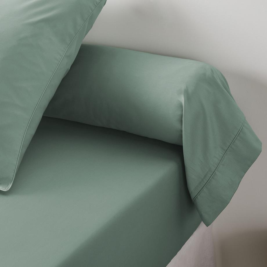 Taie de traversin unie en satin de coton