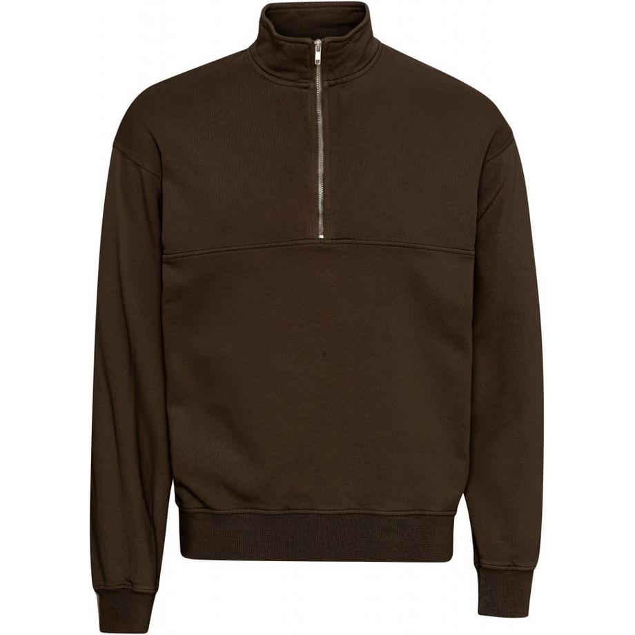 Sweatshirt 1/4 zip  Organic coffee brown
