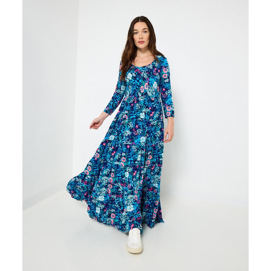 Joe Browns Abito Lungo Stropicciato Cotone Fantasia Floreale Colorata  