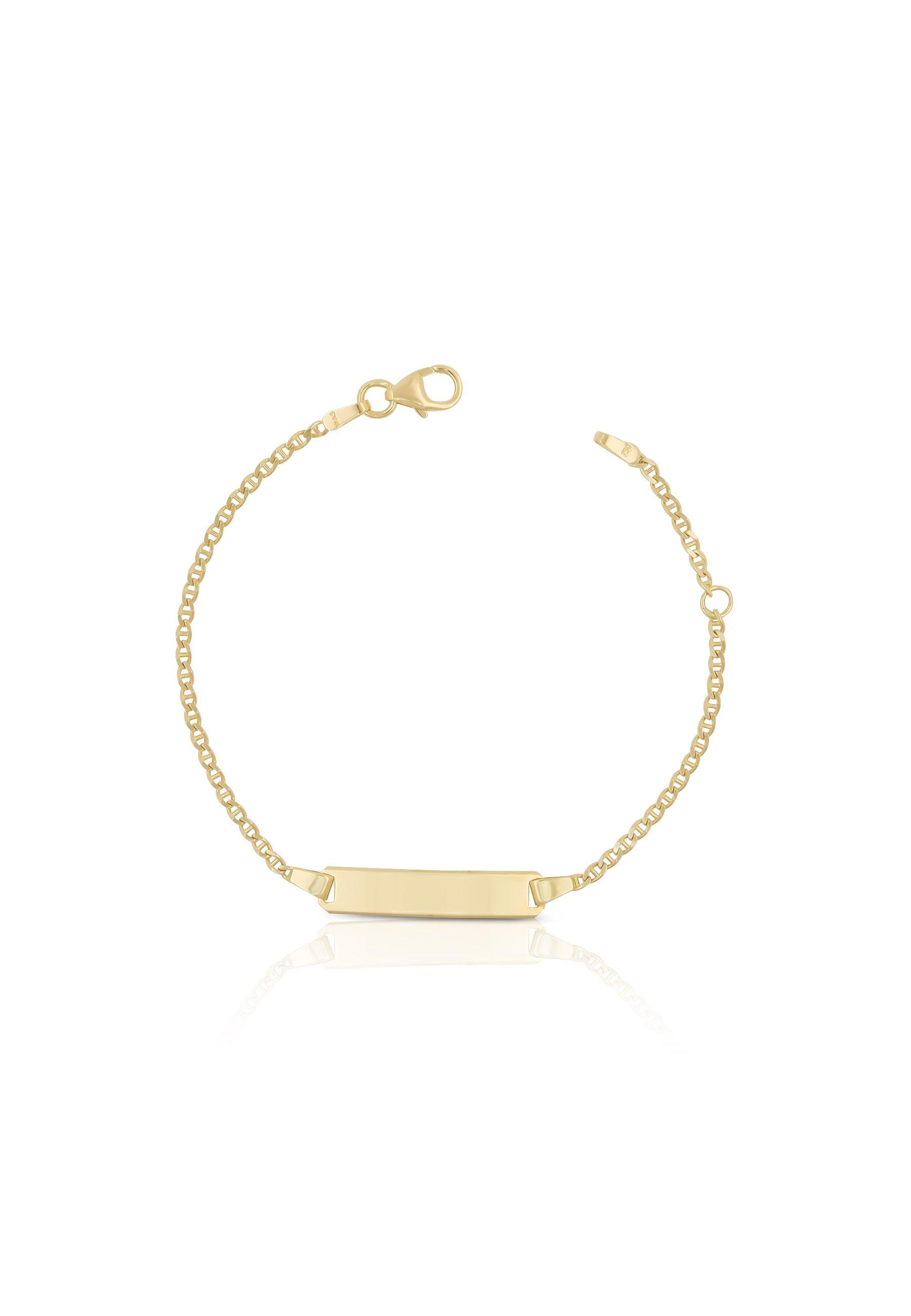 MUAU Schmuck  Bébé Bracelet Stäbchenpanzer Gelbgold 375, 16cm Gravurplatte 1.8cm 