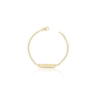 MUAU Schmuck  Bébé Bracelet Stäbchenpanzer Gelbgold 375, 16cm Gravurplatte 1.8cm 