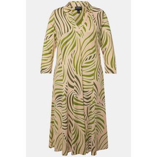 Ulla Popken Robe Midi Slinky Empiècement Godet Col V Manches 3/4  