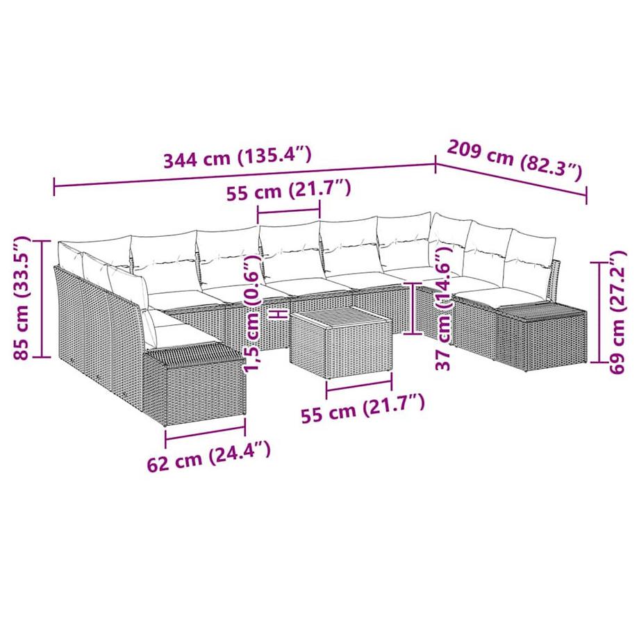 VidaXL Mobili da Esterno Polyrattan  