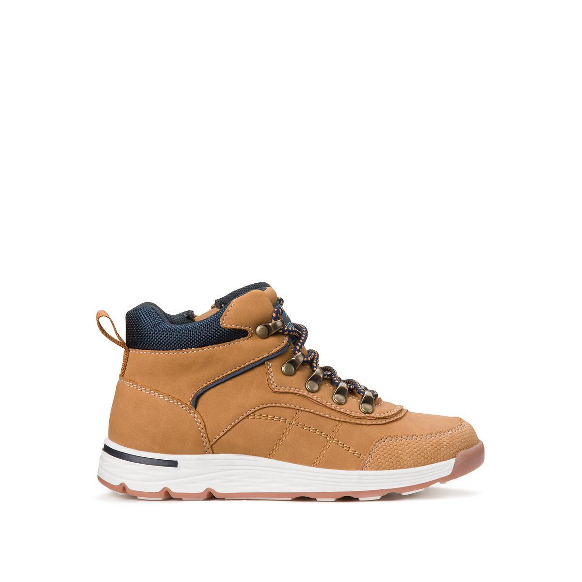 Image of Hohe Sneakers Mit Reissverschluss Und Schnürung Unisex Braun 29