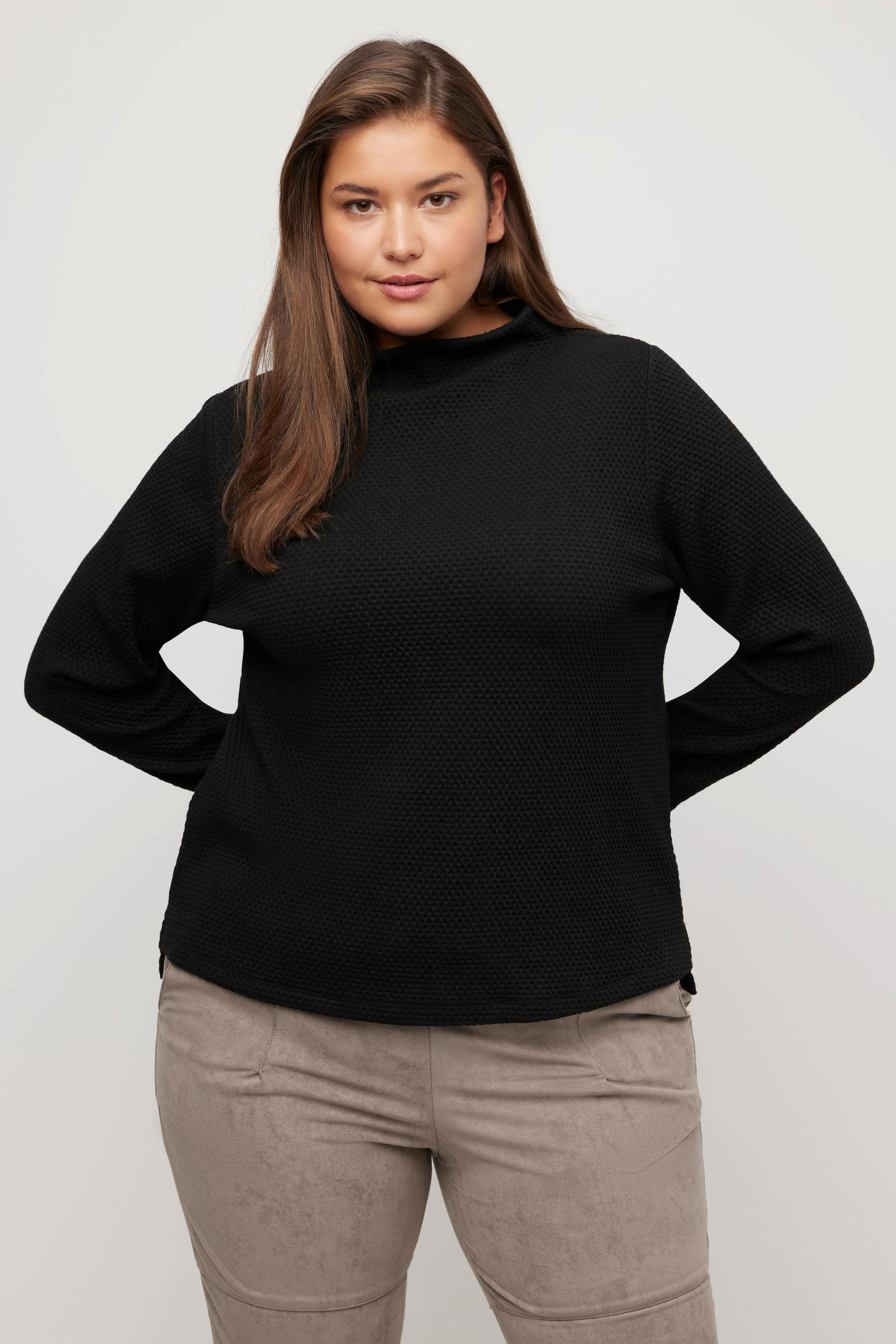 Ulla Popken  Sweatshirt, Stehkragen, Rundhals, Classic, Langarm 