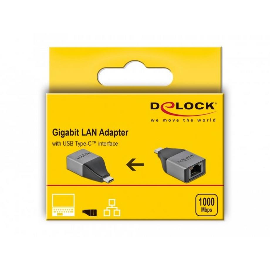 DeLock  Adattatore USB Type-C per Gigabit LAN 10/100/1000 Mbps – design compatto 