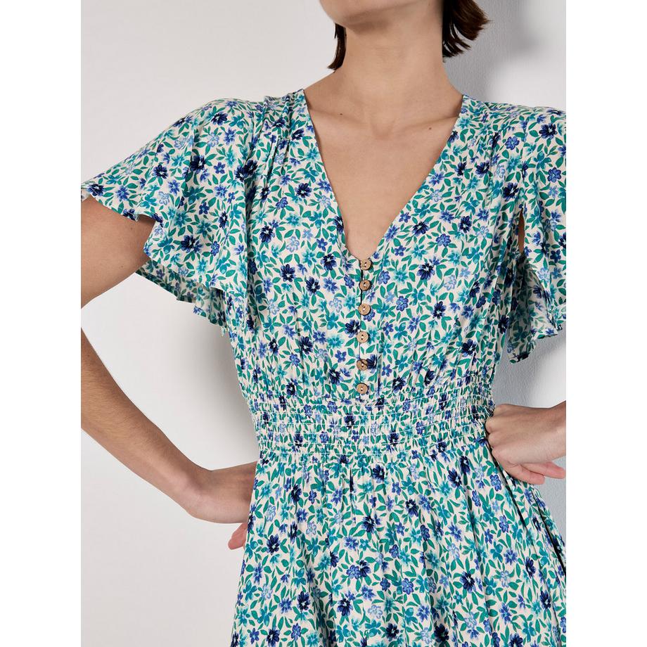 APRICOT Robe Courte Smockée Motif Zigzag  