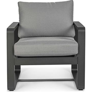 Fauteuil de jardin Merrigan avec coussins anthracite