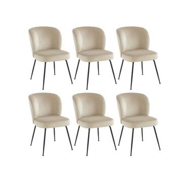 Lot de 6 chaises en velours et métal - Beige - POLPONA