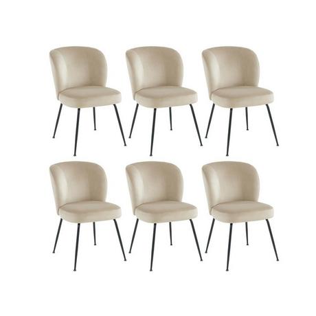 Vente-unique Lot de 6 chaises en velours et métal - Beige - POLPONA  