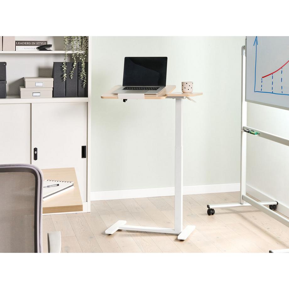 Beliani Bureau réglable manuellement en hauteur pour ordinateur portable en Panneau de particules de bois  SCHOLA  