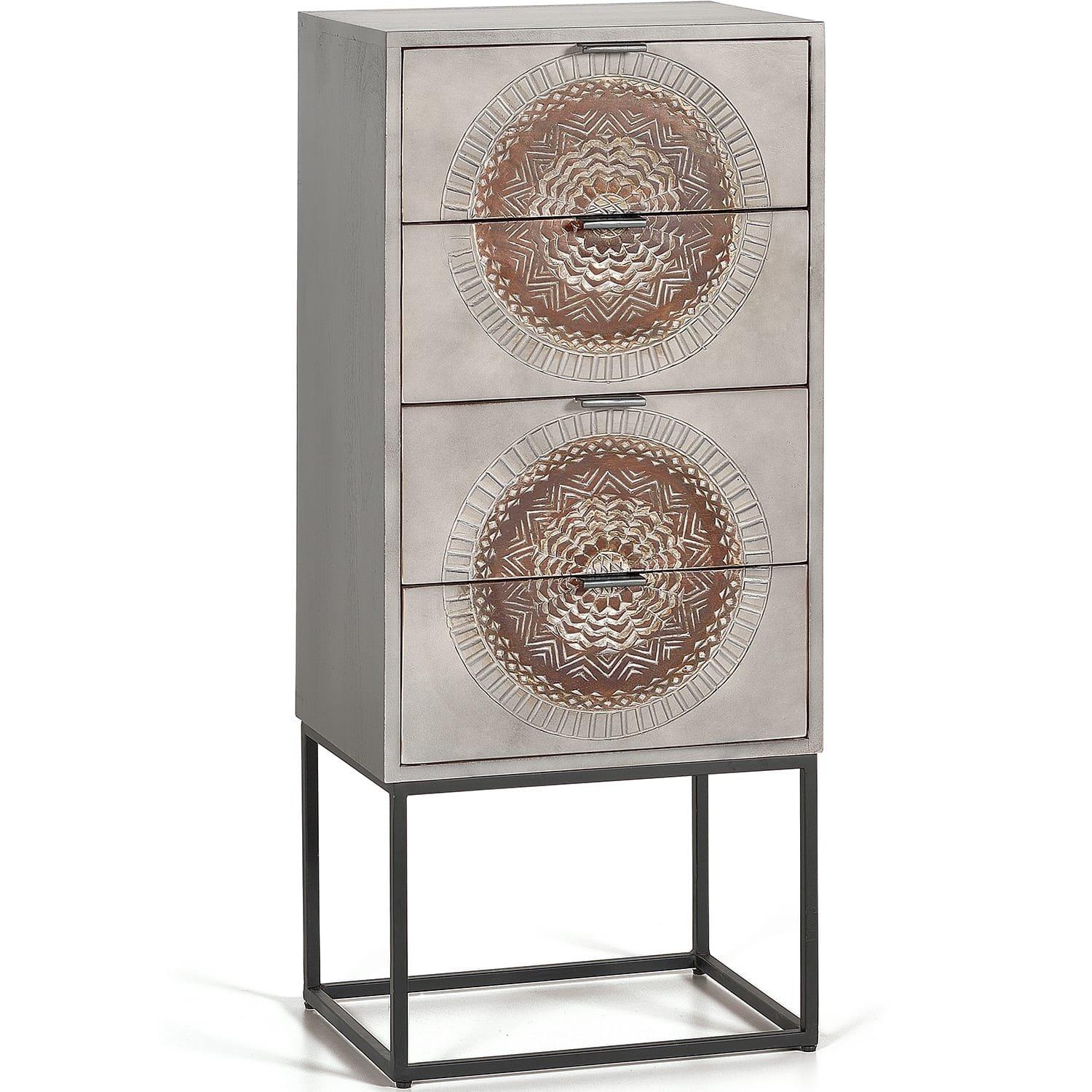 mutoni Commode haute Wood Mandala Mango 45x105  