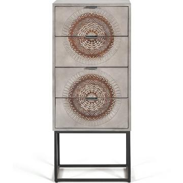 Commode haute Wood Mandala Mango 45x105