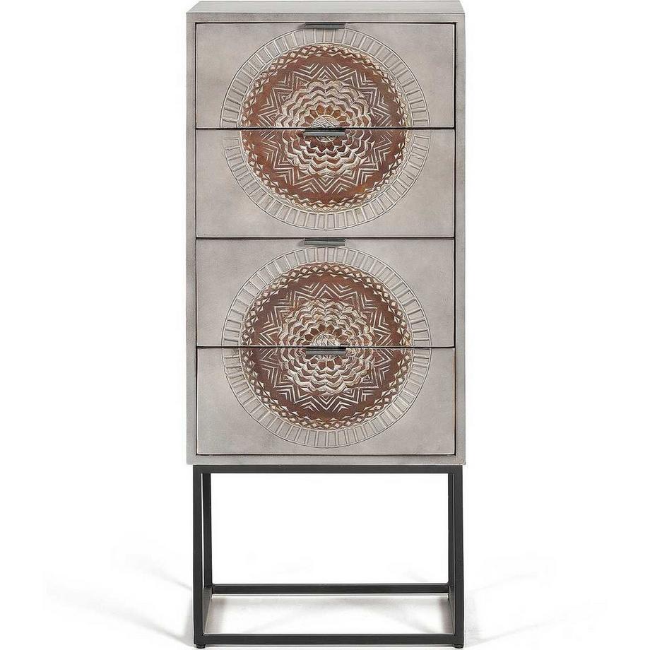 Commode haute Wood Mandala Mango 45x105