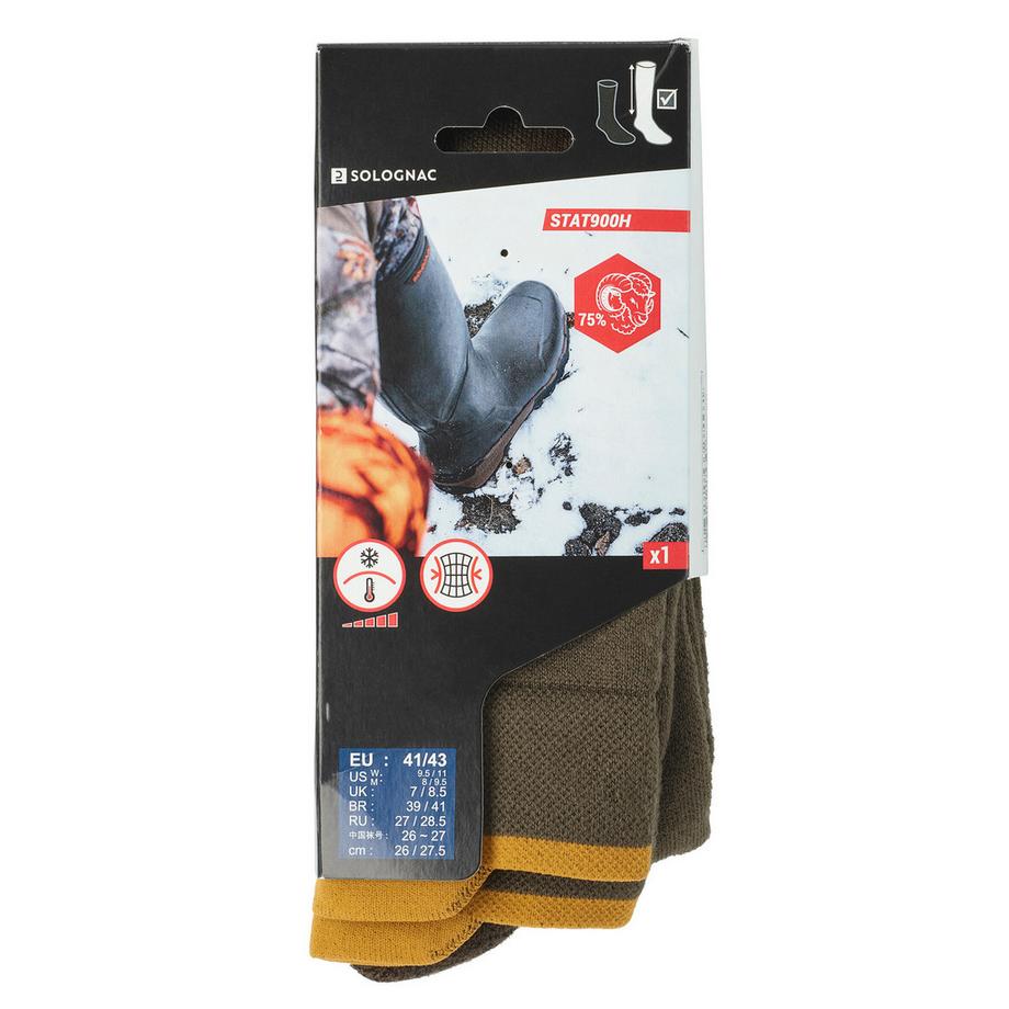 SOLOGNAC STAT 900 Chaussettes Hautes Chaudes Laine Mérinos  