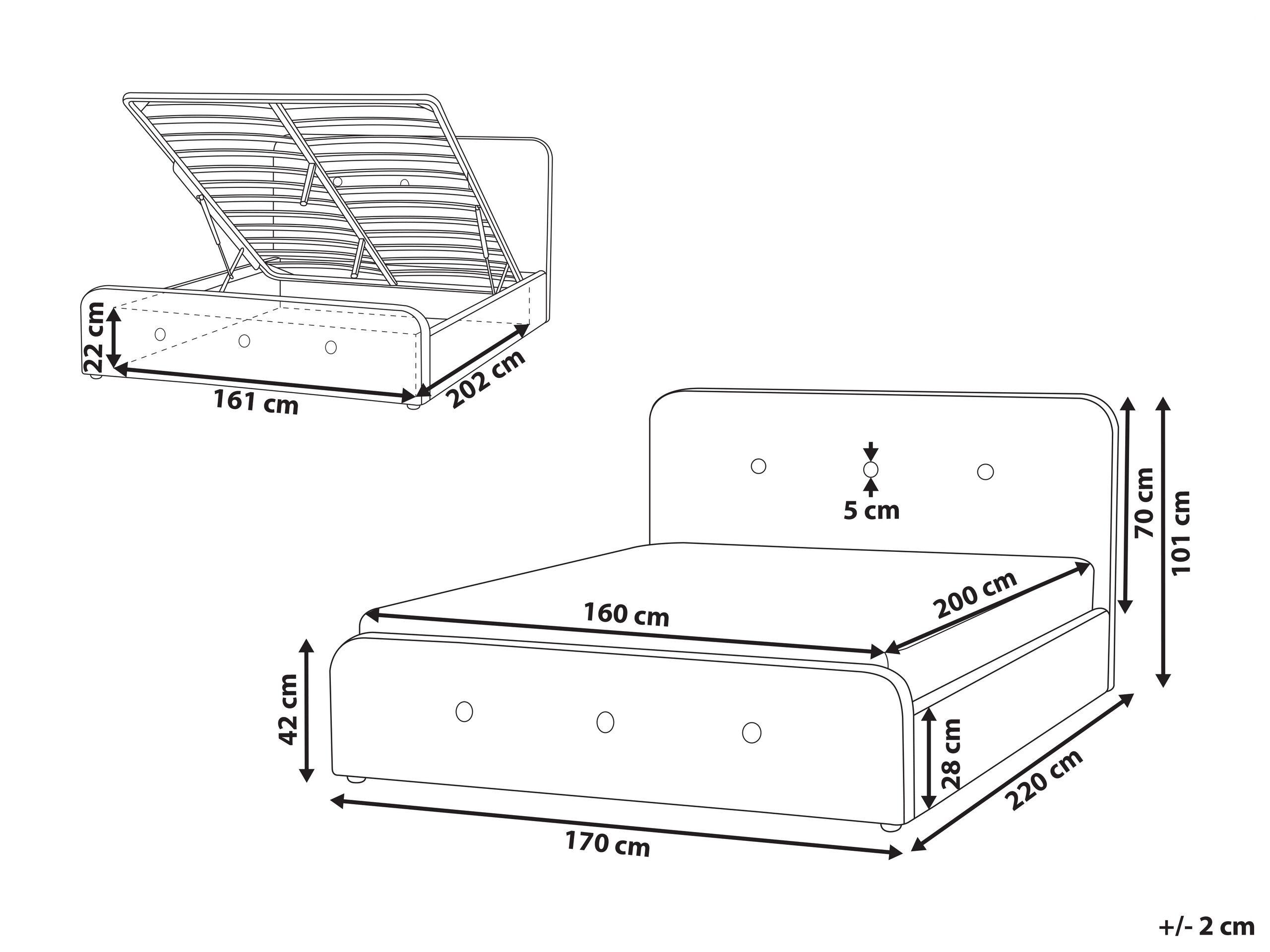 Beliani Bett mit Stauraum aus Polyester Retro RENNES  