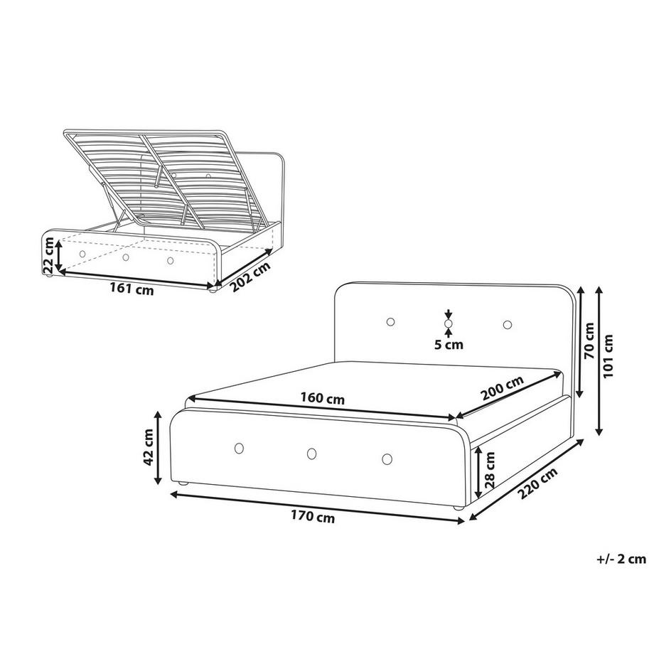 Beliani Lit ottoman en Tissu Rétro RENNES  