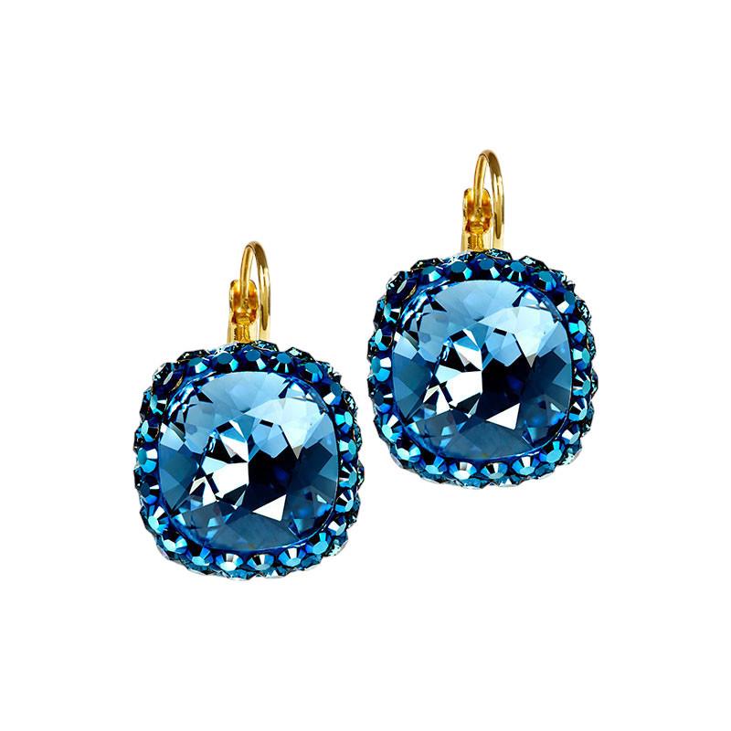 Image of Ohrringe Mit Geschliffenen Kristallen "clelia" Unisex Blau Denim 22mm