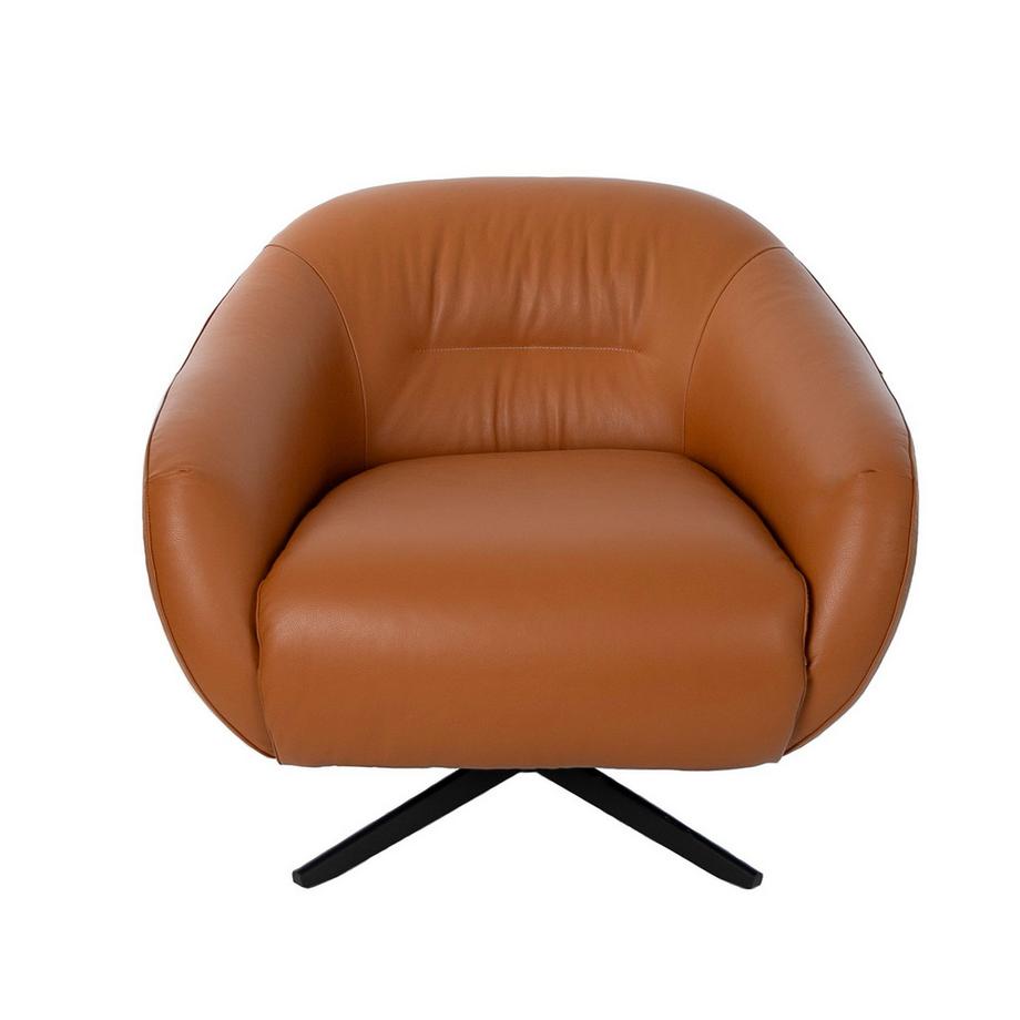 ANGEL CERDA Fauteuil pivotant en cuir brun  