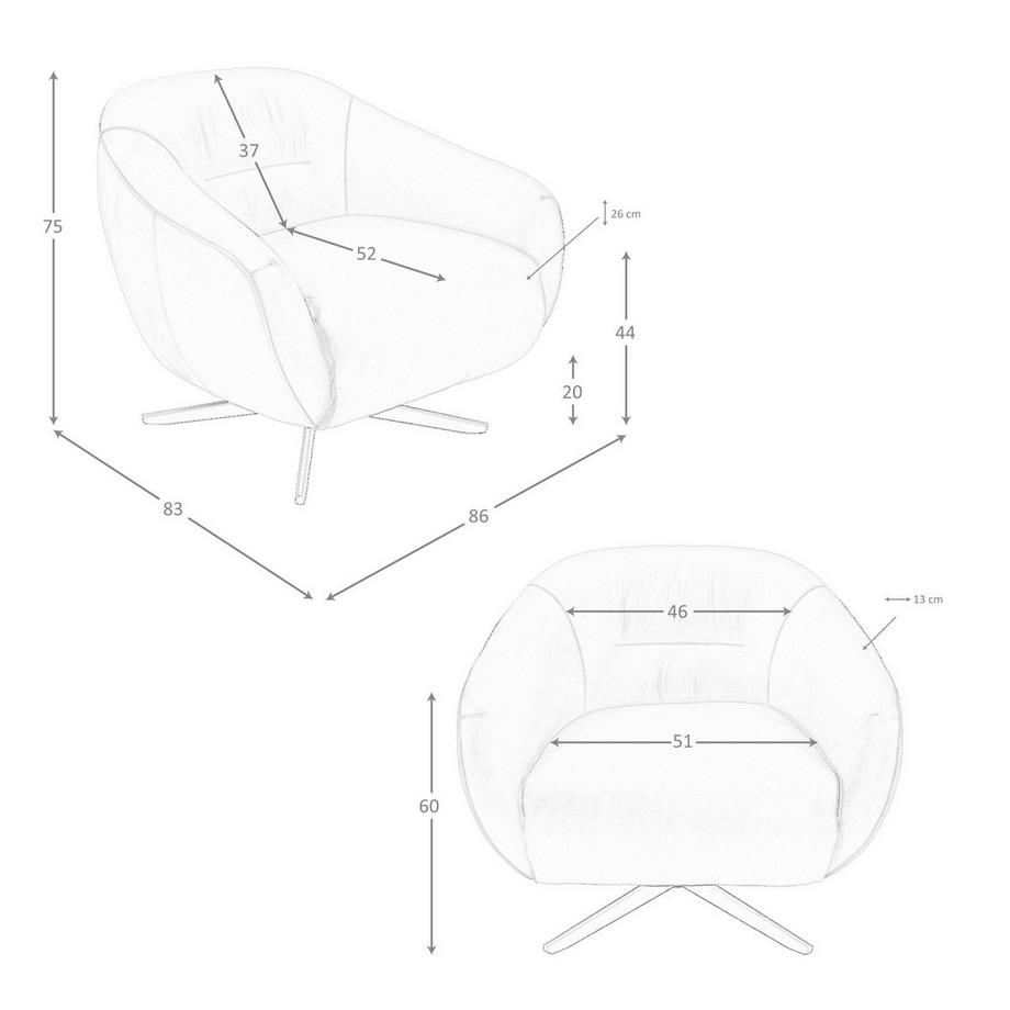 ANGEL CERDA Fauteuil pivotant en cuir brun  