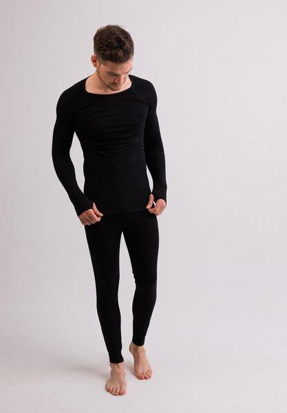 Image of High Performance Kaschmir Sportwäsche Langarm-shirt Herren Schwarz S