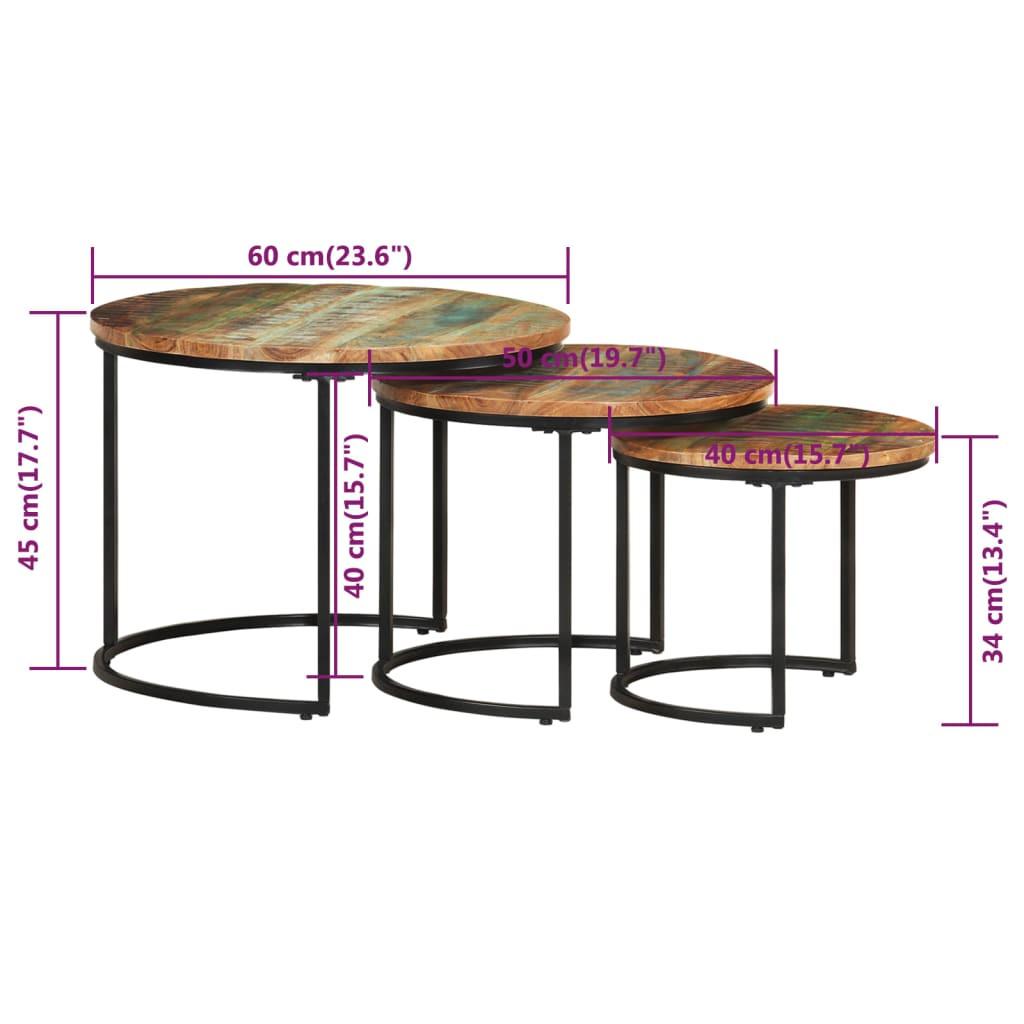 VidaXL Table gigogne bois de récupération  