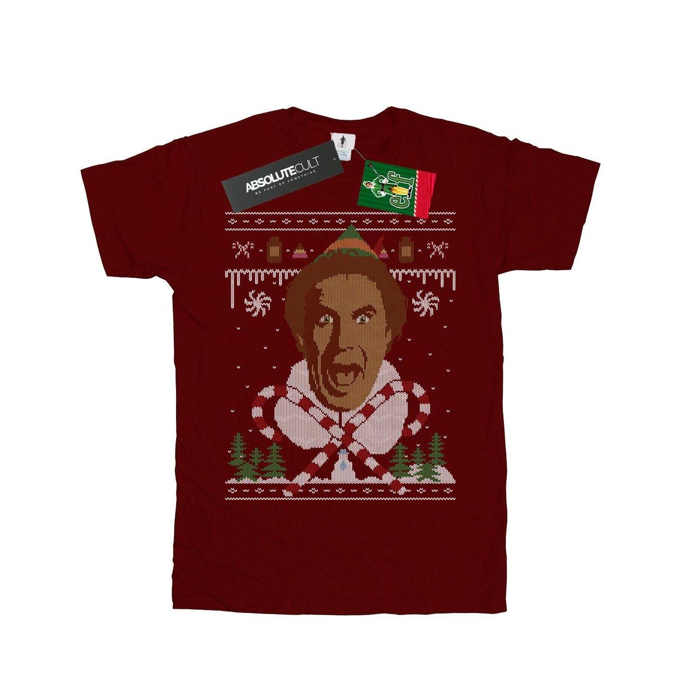 Image of Christmas Fair Isle Tshirt Jungen Weinrot 128