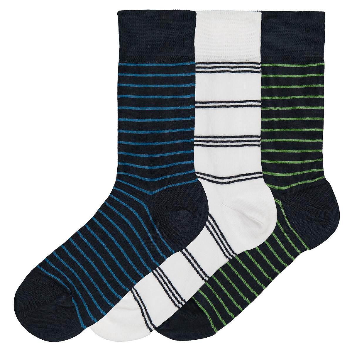 Image of 3 Paar Gestreifte Socken Herren Blau 35-38