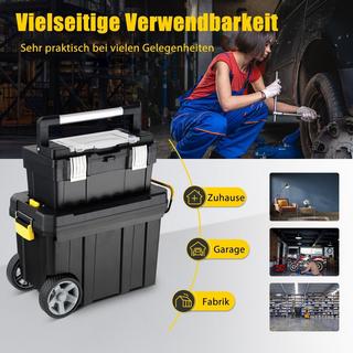 Northix 2er Set tragbarer Werkzeugkoffer mit Ziehgriff & Abnehmbarem Fach Trolley Werkzeugkoffer Schwarz  