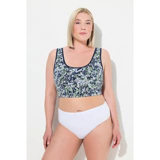 Ulla Popken  Brassières en lot de 2, imprimé/uni, décolleté rond 