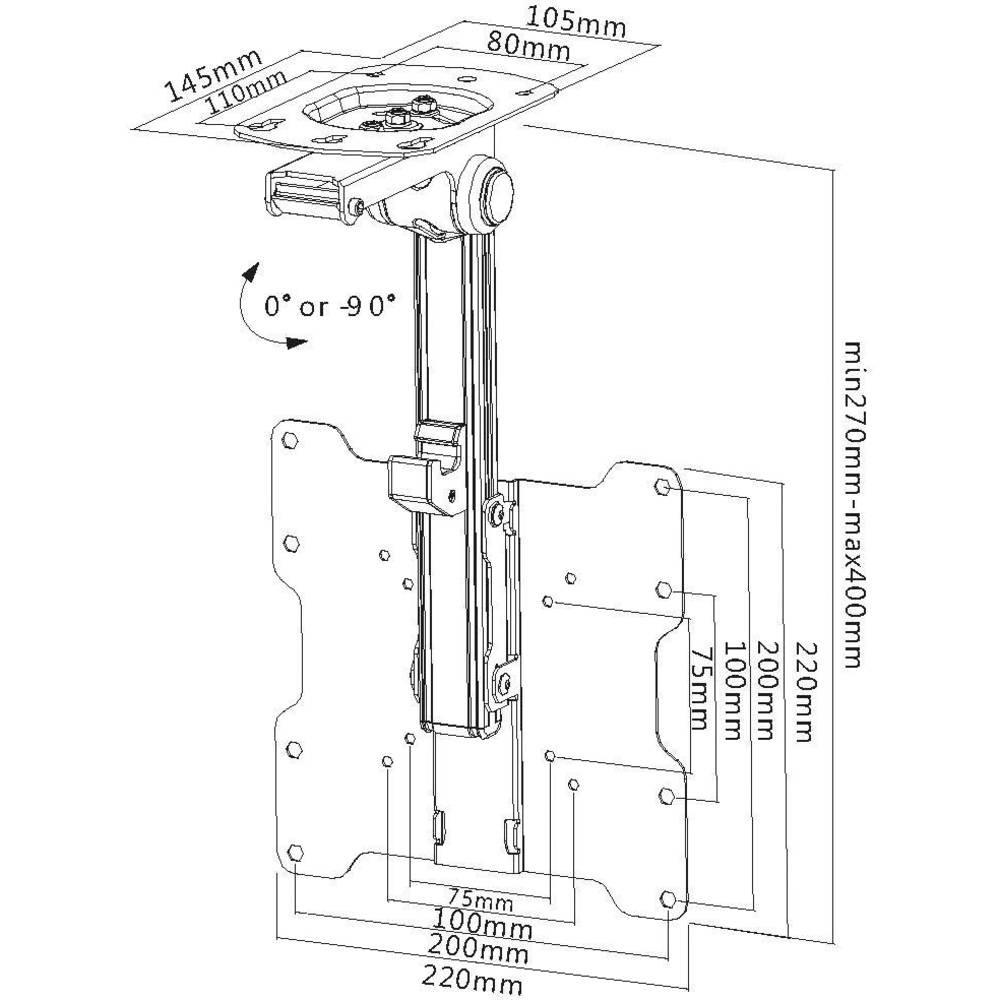 My Wall  Supporto a soffitto per TV 43,2 cm (17) - 94,0 cm (37) Inclinabile + girevole 