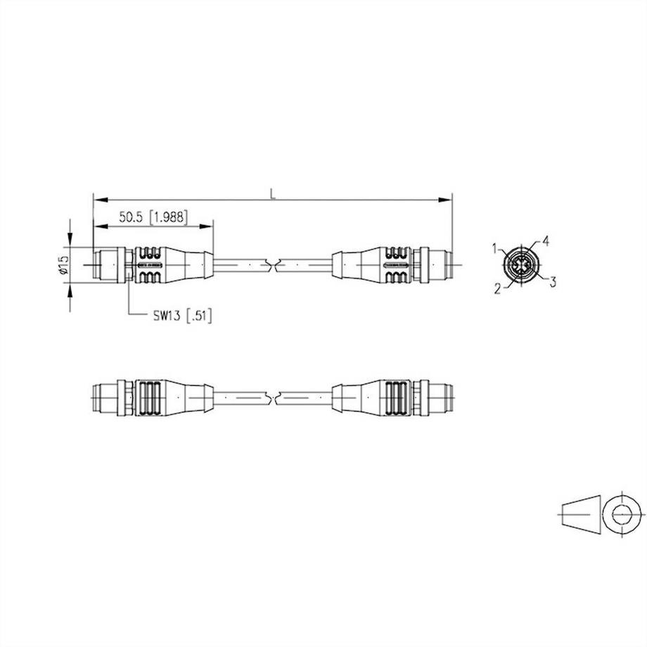 METZ CONNECT  Câble Ethernet industriel M12, codage D, 1.0 m, connecteur M12 droit - connecteur M12 droit, chaîne 