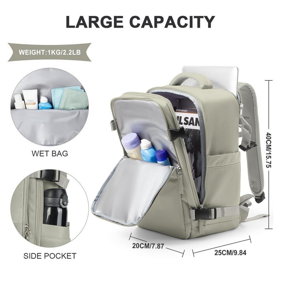 Only-bags.store Wasserdichter Laptop Reiserucksack für Flugzeug Handgepäck  