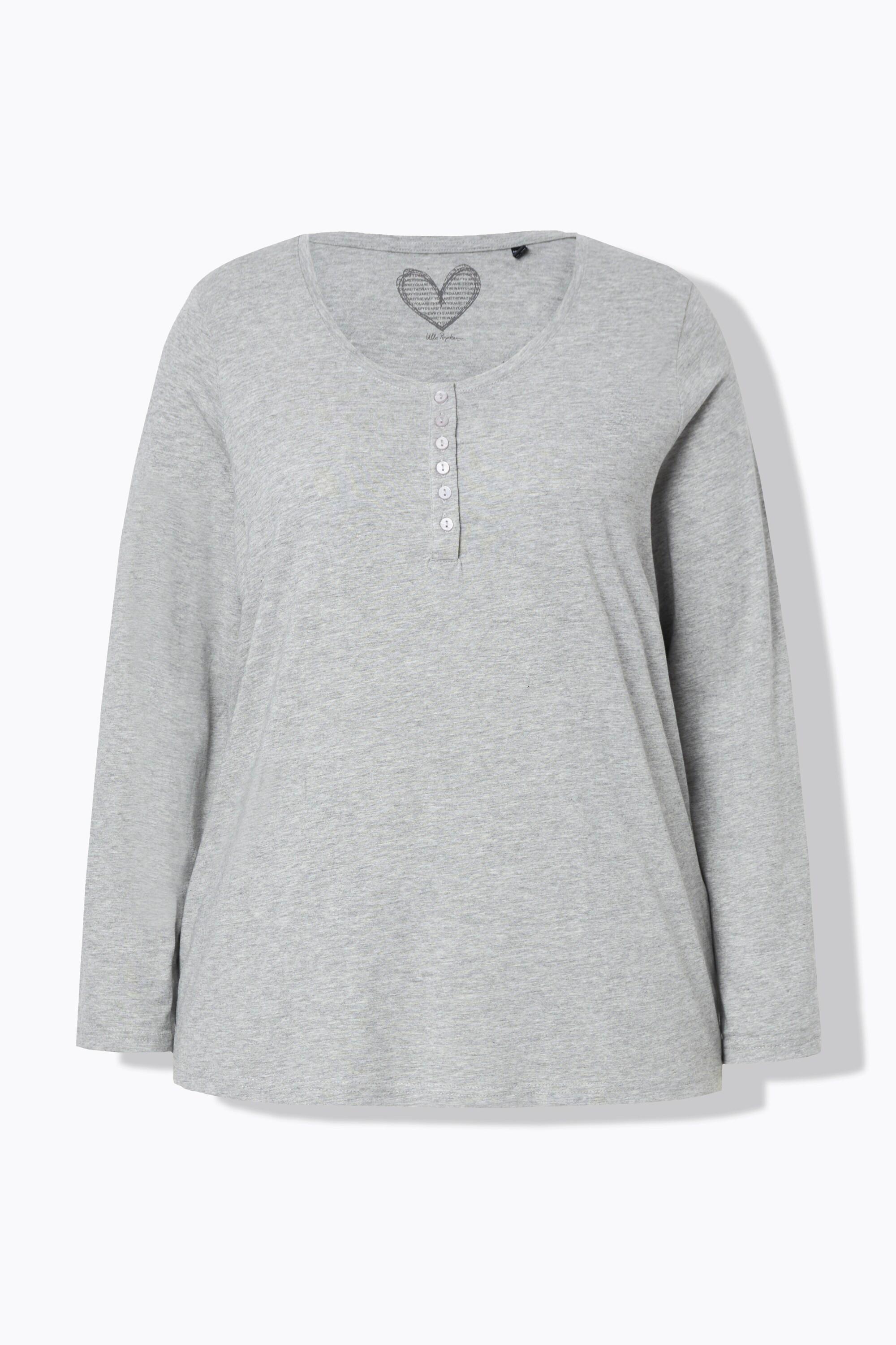 Ulla Popken  Basic Shirt, Knopfleiste, regular, Langarm 