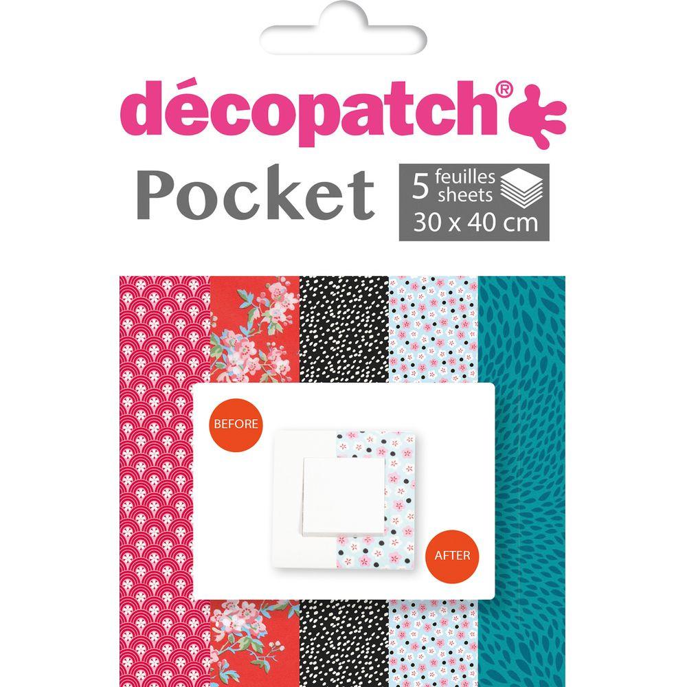 Image of Décopatch DP002O Kunstdruckpapier Kunstpapier 5 Blätter Multicolor