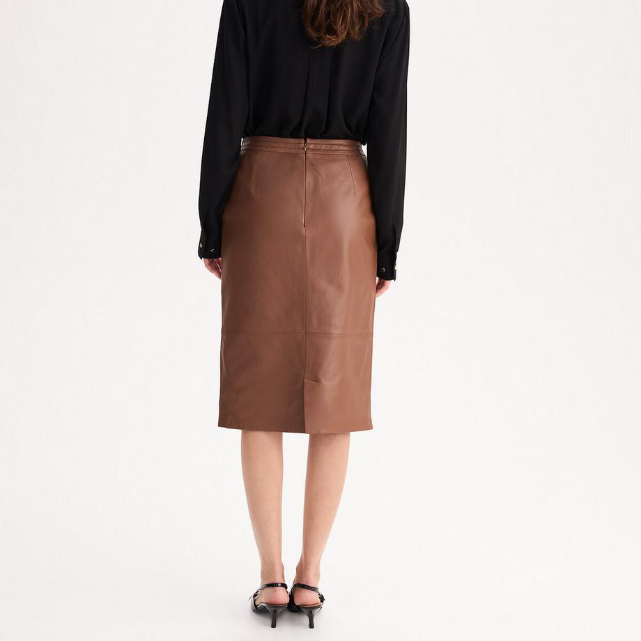 La Redoute Collections Jupe droite en cuir  