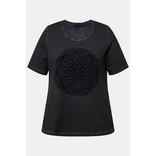 Ulla Popken  T-shirt Classic à col rond et manches courtes, motif mandala 