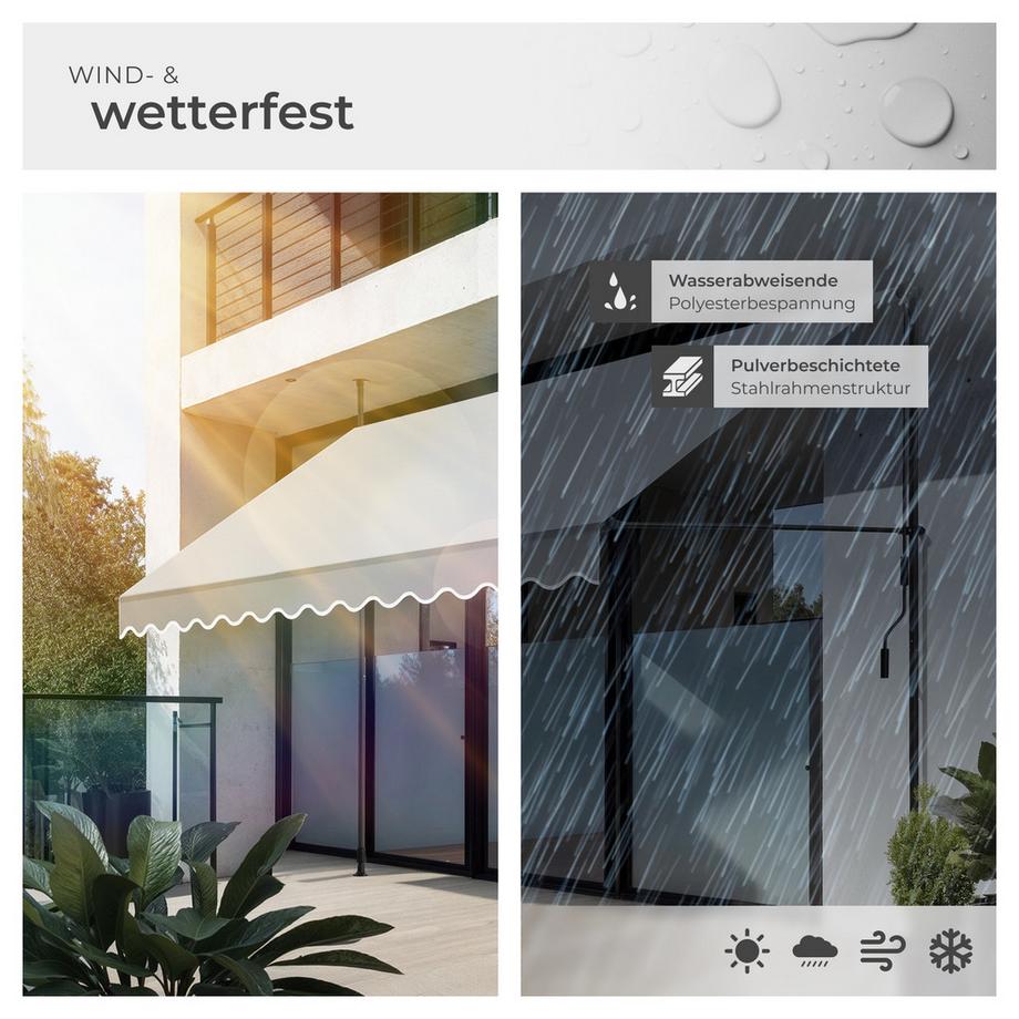 Tectake Klemmmarkise  mit Handkurbel UV-beständig  