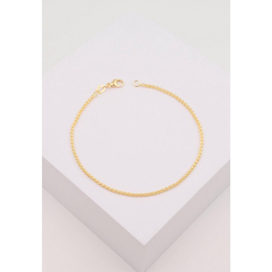 MUAU Schmuck  Fusskette Zopf Gelbgold 750, 24cm, 1.6mm 