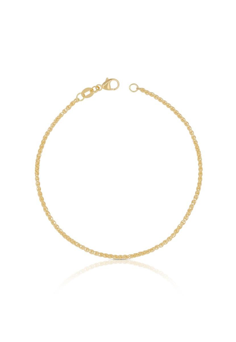 MUAU Schmuck  Fusskette Zopf Gelbgold 750, 24cm, 1.6mm 