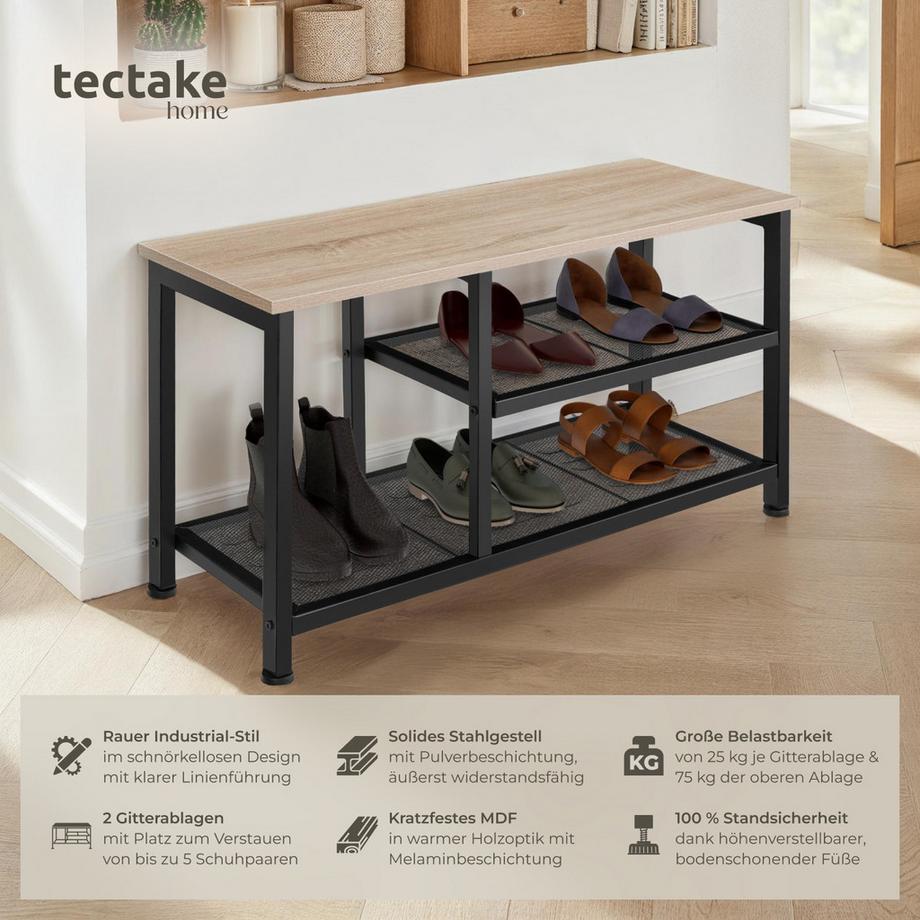 Tectake Schuhregal Taunton Industrial Style Holz und Stahl  