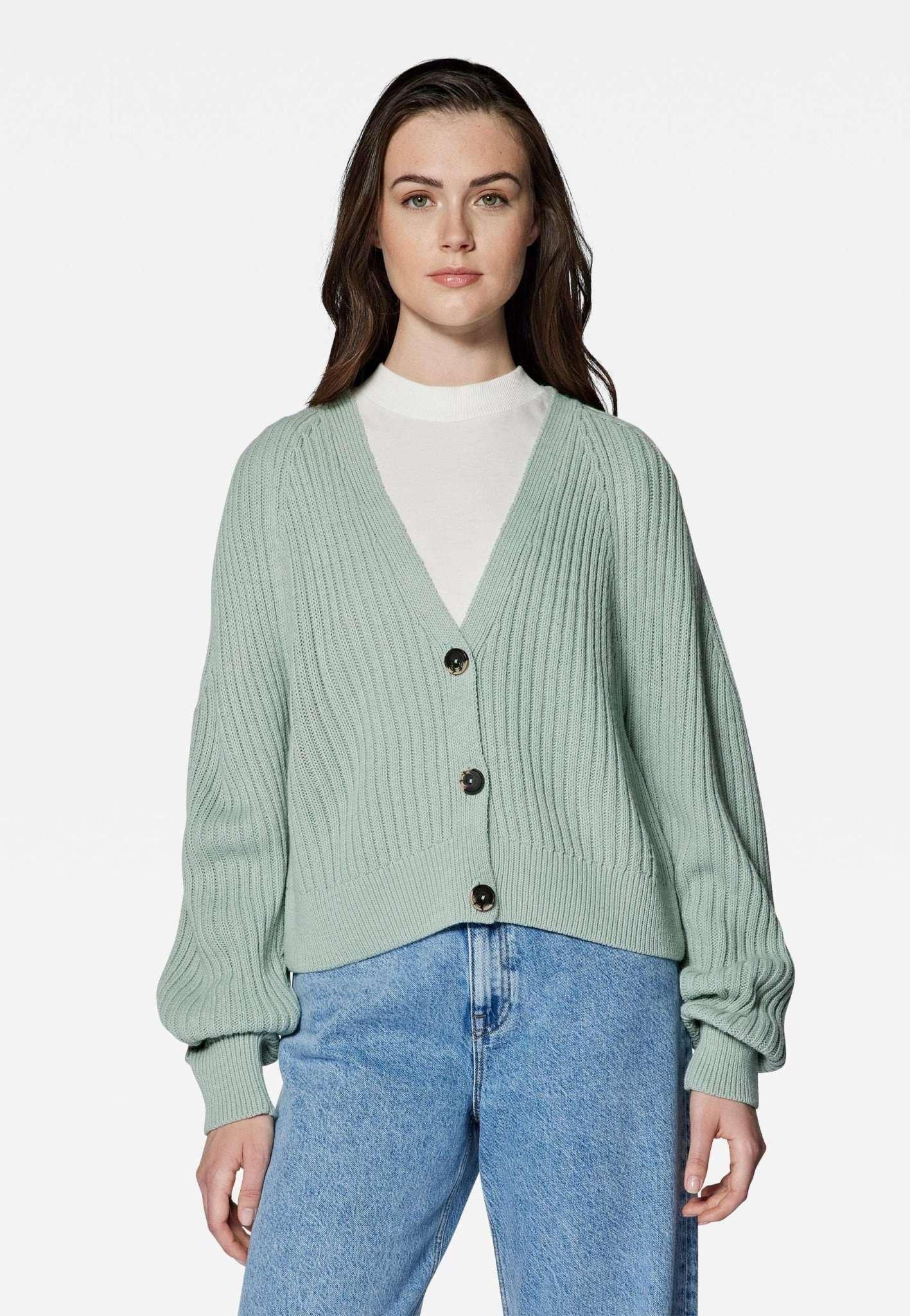 Image of Strickjacken Stitch Detailed Cardigan Unisex Mint XS