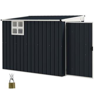 Northio Abri de jardin en métal 2,7 m² 128 x 231 x 181 cm avec fenêtre de toit en appentis, porte verrouillable, abri de jardin résistant aux intempéries, abri de jardin pour arrière-cour, espace extérieur, gris foncé  