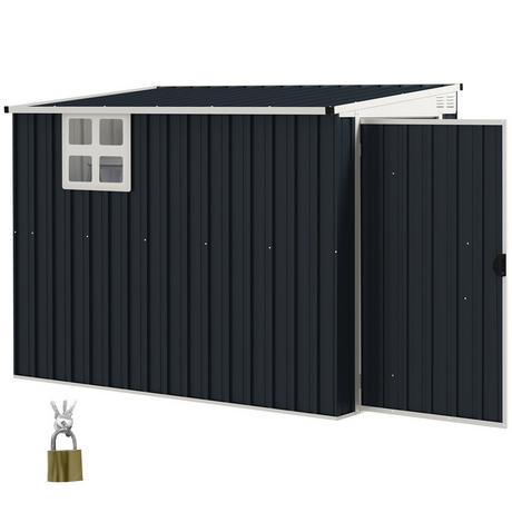 Northio Abri de jardin en métal 2,7 m² 128 x 231 x 181 cm avec fenêtre de toit en appentis, porte verrouillable, abri de jardin résistant aux intempéries, abri de jardin pour arrière-cour, espace extérieur, gris foncé  