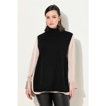 Gilet smanicato con cuciture laterali aperte e collo alto