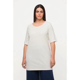 Ulla Popken  T-shirt con fasce incrociate sul retro, scollo a girocollo e mezze maniche 