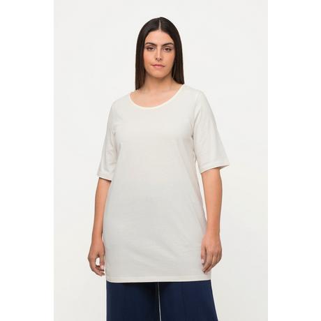 Ulla Popken  T-shirt con fasce incrociate sul retro, scollo a girocollo e mezze maniche 