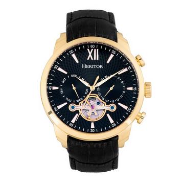 Heritor Montre Automatique Arthur Semi-Squelette avec Bracelet en Cuir avec Jour/Date