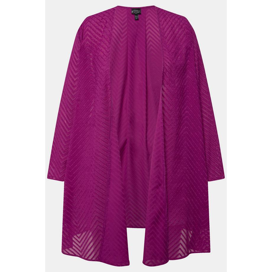 Ulla Popken Indoorjacke 3D Zackenmuster A-Linie V-Ausschnitt  