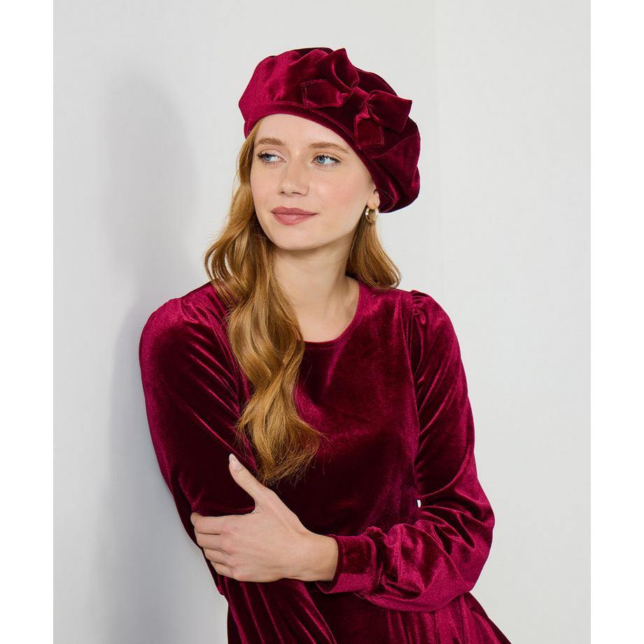 Béret velours avec nœud